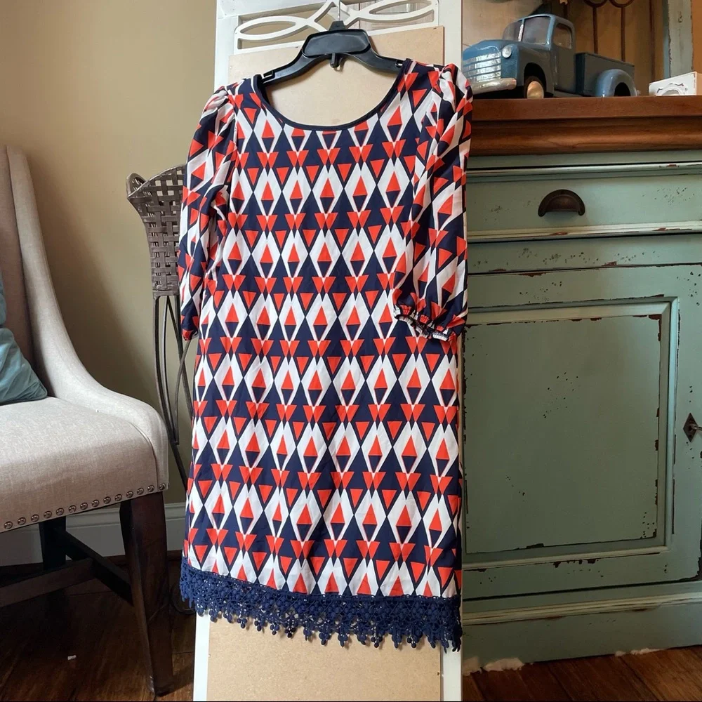 Geometric Pattern Girls Dress 🐝 - Picture 2 of 7